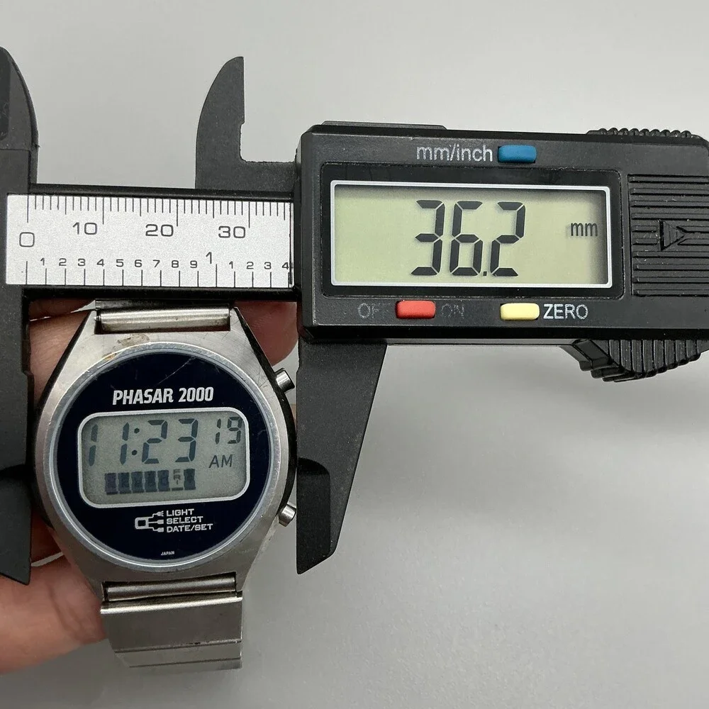 Vintage Sears Phasar 2000 Mens Watch 36mm Digital Stainless New Battery 6.25